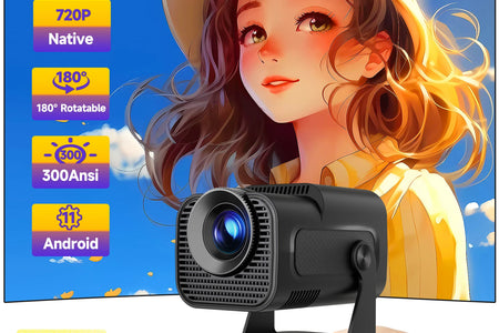 HY320 Mini Newly Native 720P Android 11 4K Projector 300ANSI Wifi6 BT5.0 Cinema Outdoor Portable 180° Rotable Projector